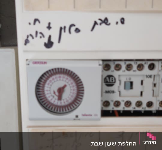 לוח חשמל עם שעון זמן ומתגים